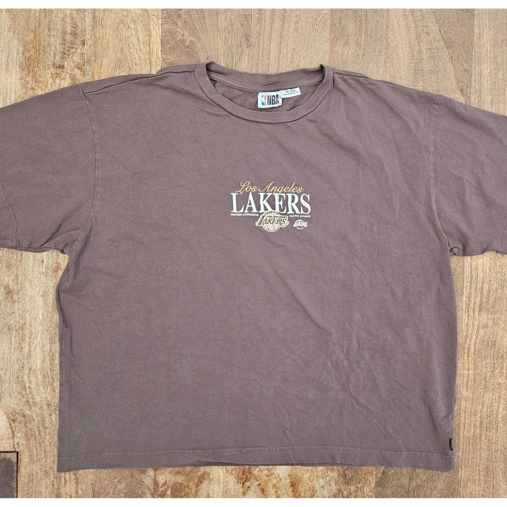 NBA Los Angeles Lakers T-Shirt Mens  2XL Chocolate Brown 100% Cotton Basketball
